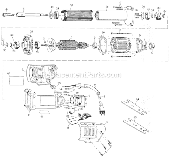 Page A Diagram and Parts List for 4287 Type 100 Black and Decker Angle Grinder